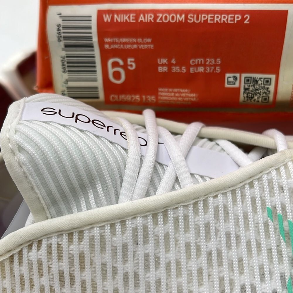 Nike WMNS White Sneakers with Orange and Green Swooshes NIKE AIR ZOOM SUPERREP 2 - Picture 16 of 16